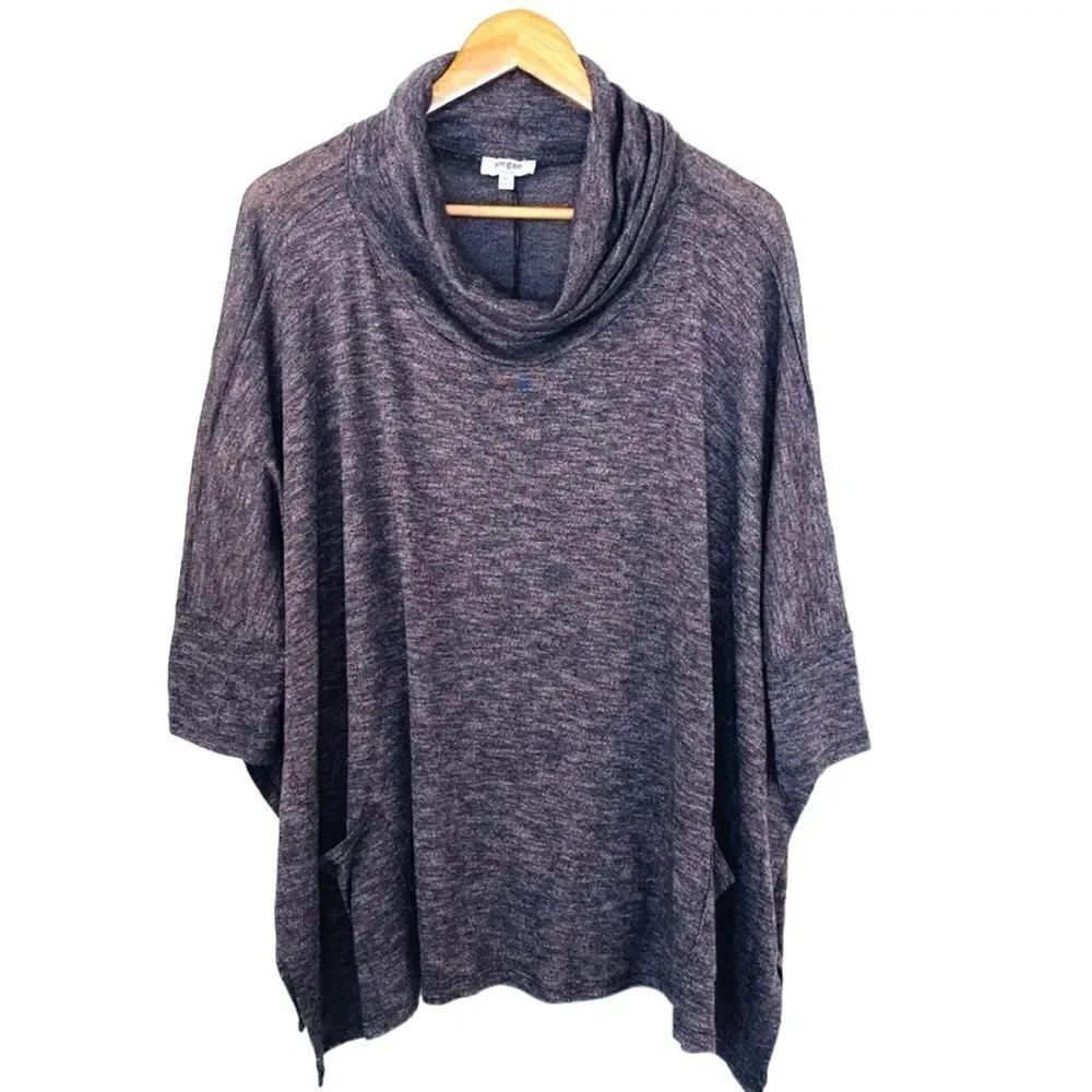 Umgee heathered pink and gray cowl neck poncho size medium/large